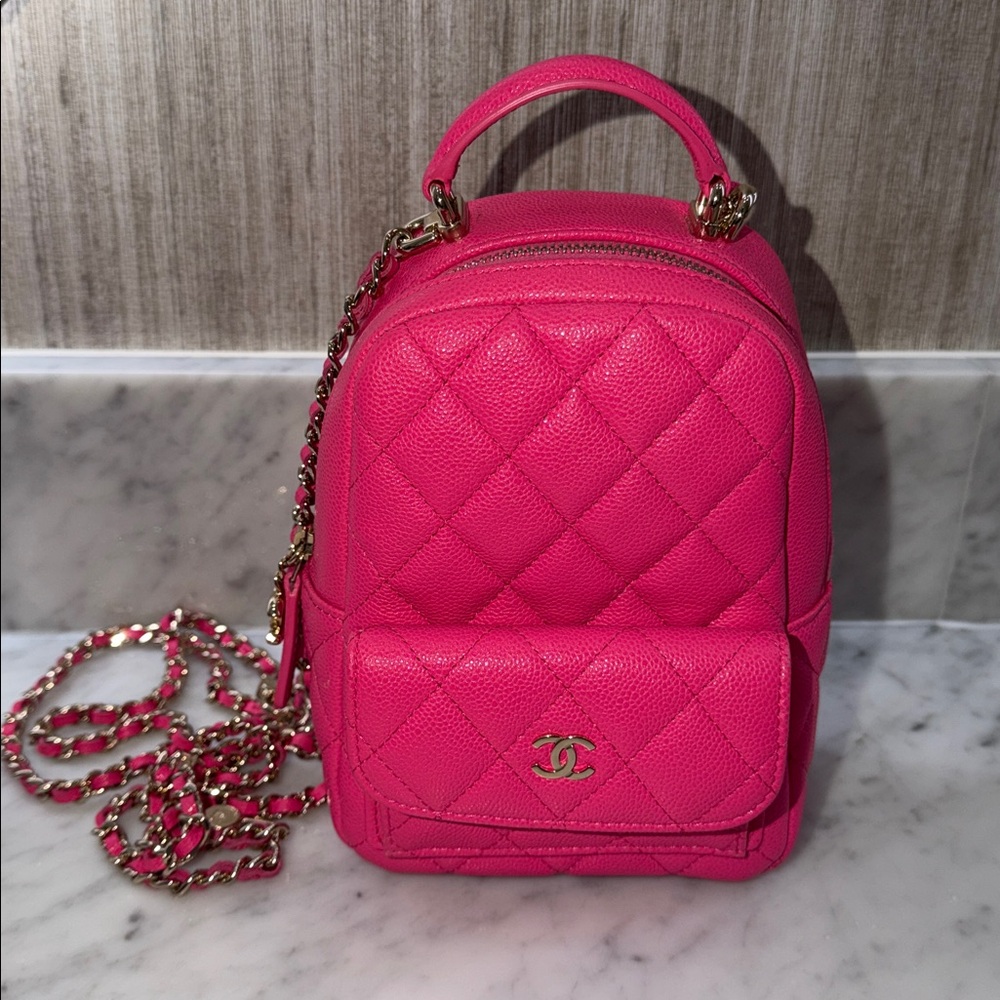 Chanel caviar mini Classic backpack pink